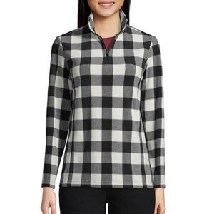 Land’s End Buffalo Black Ivory Anyweather Fleece Quarter Zip Pullover NWT Size S